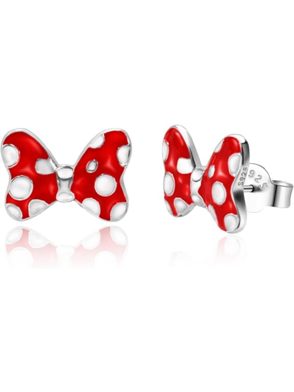 Cute Red Bow Stud Earrings in Sterling Silver | Dainty Animal Jewelry Gift for